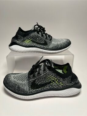 Nike Free RN Flyknit 2018 FK Oreo Grey Black White Shoes 942839-101 Womens Sz 6